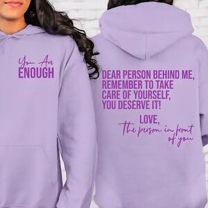 💜 “You Are Enough” Self-Care Hoodie – Comfort & Inspiration in One